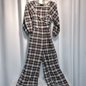 Asos Plaid cotton Jumper. Tie back Size 8